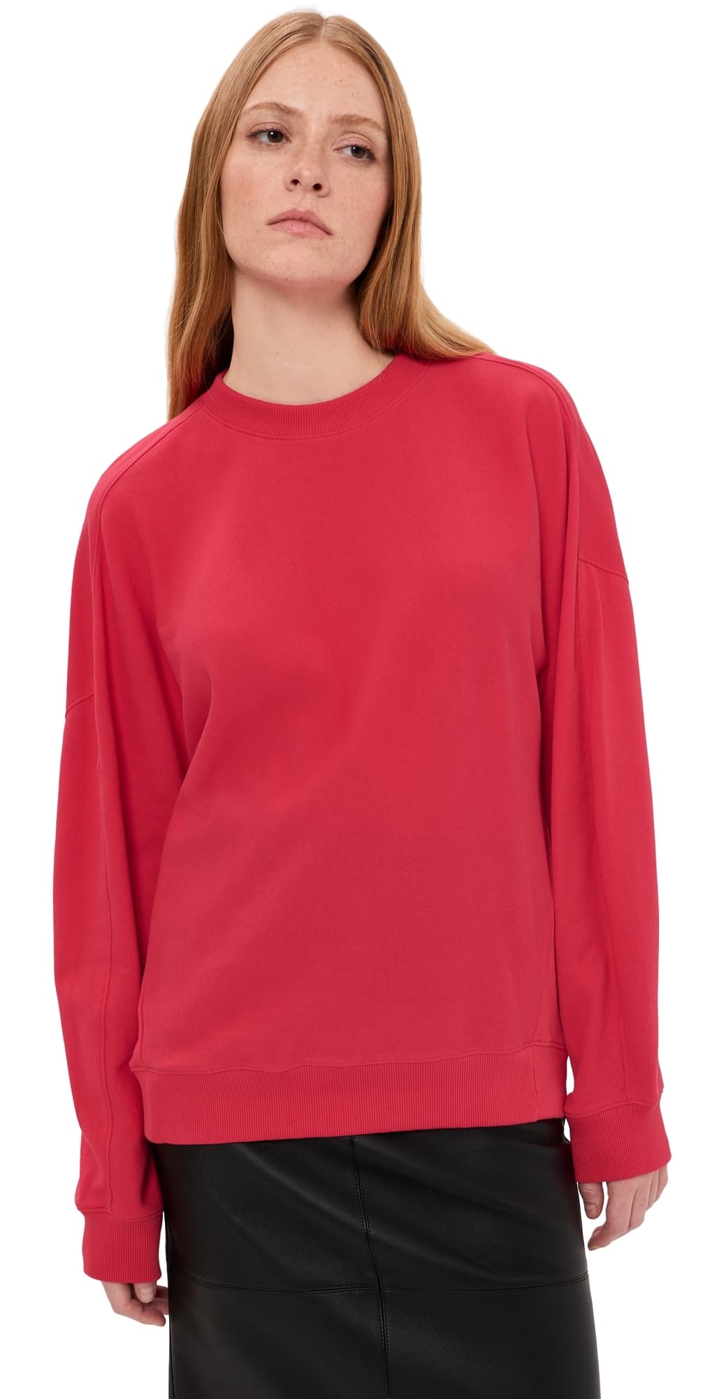 Tibi Lightweight Sweatshirting Crewneck Red