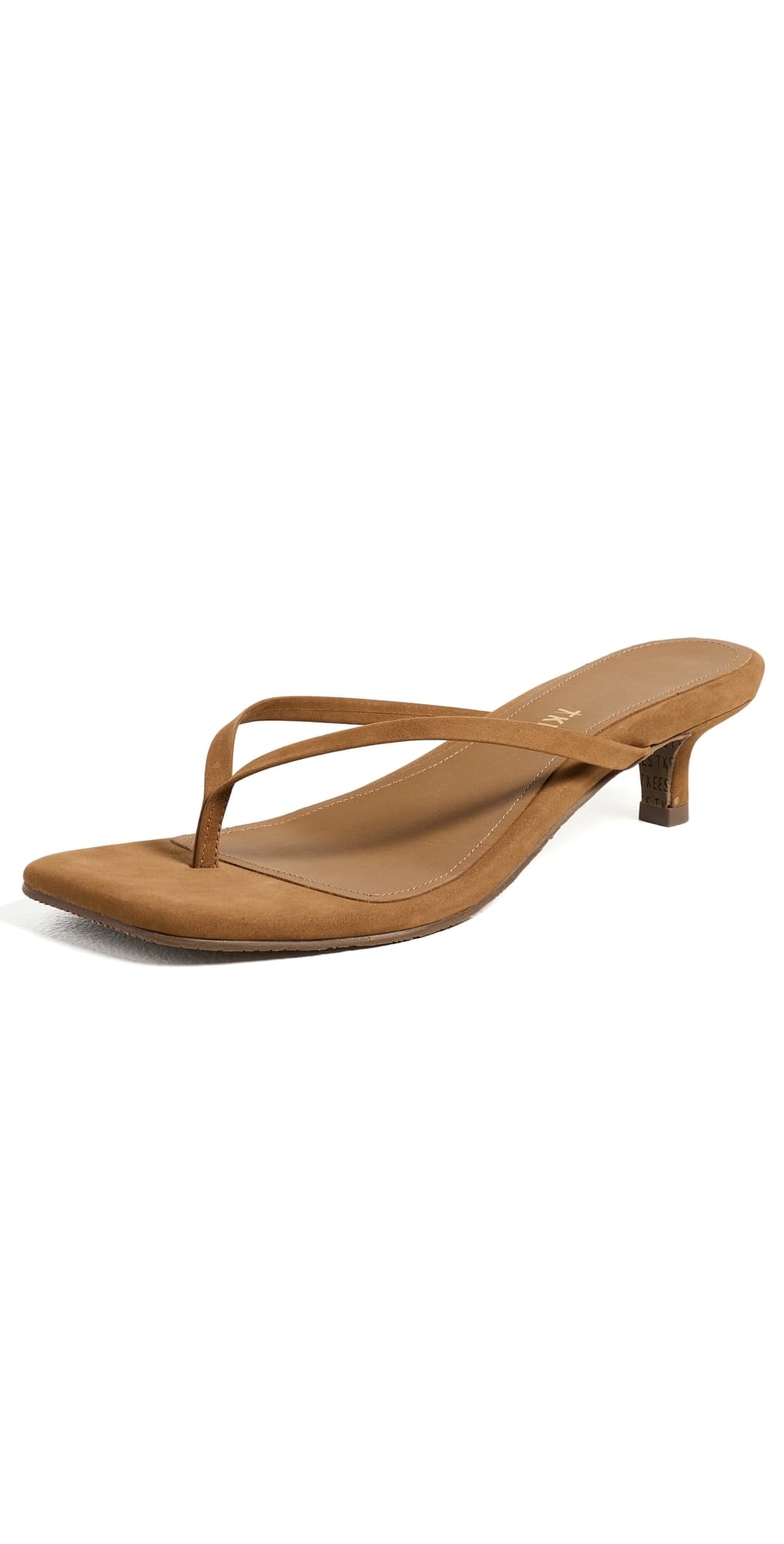 TKEES Square Toe Julia Suede Sandals Camel Suede