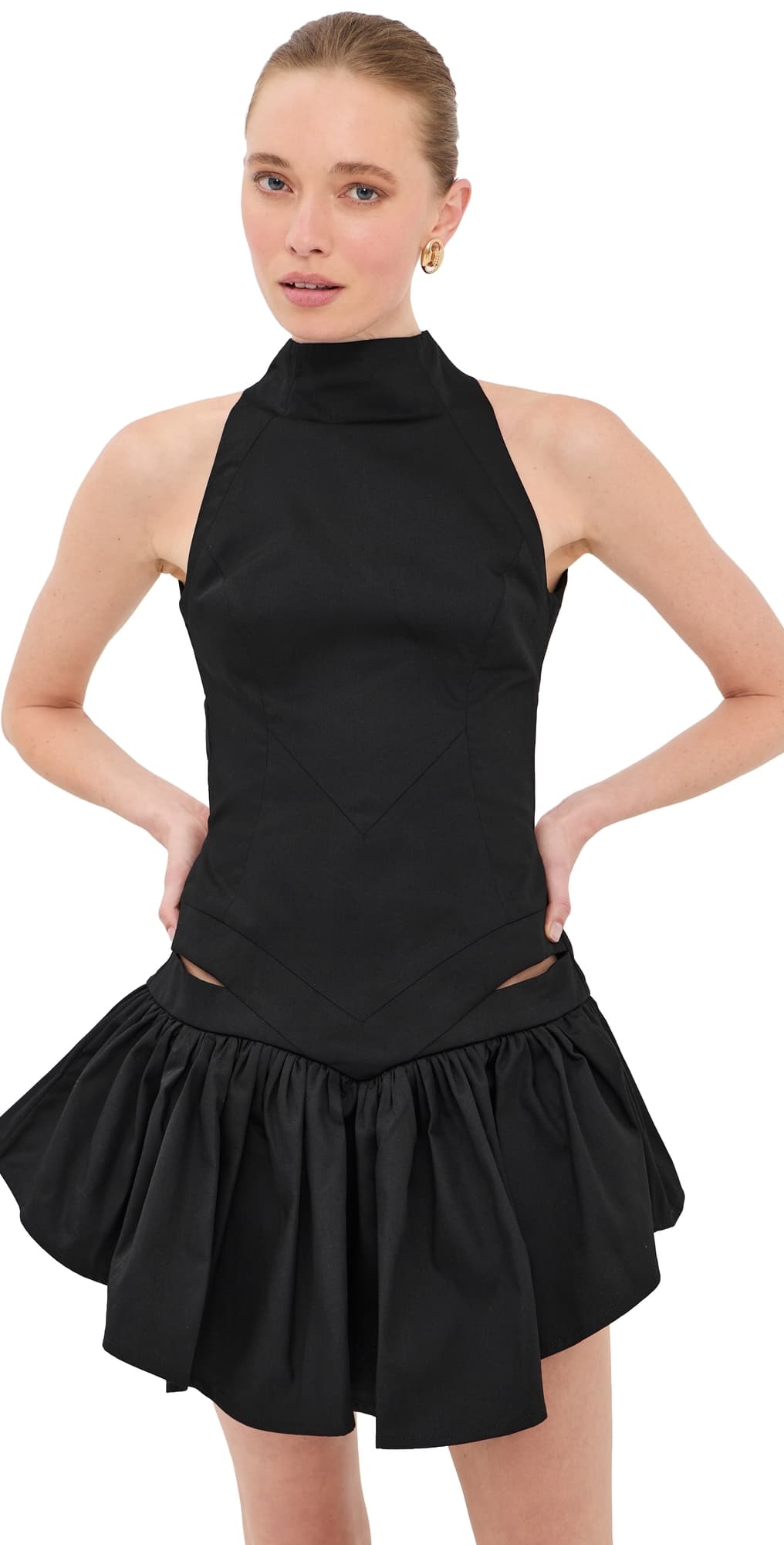 Tolu Coker High Neck Backless Mini Dress Black