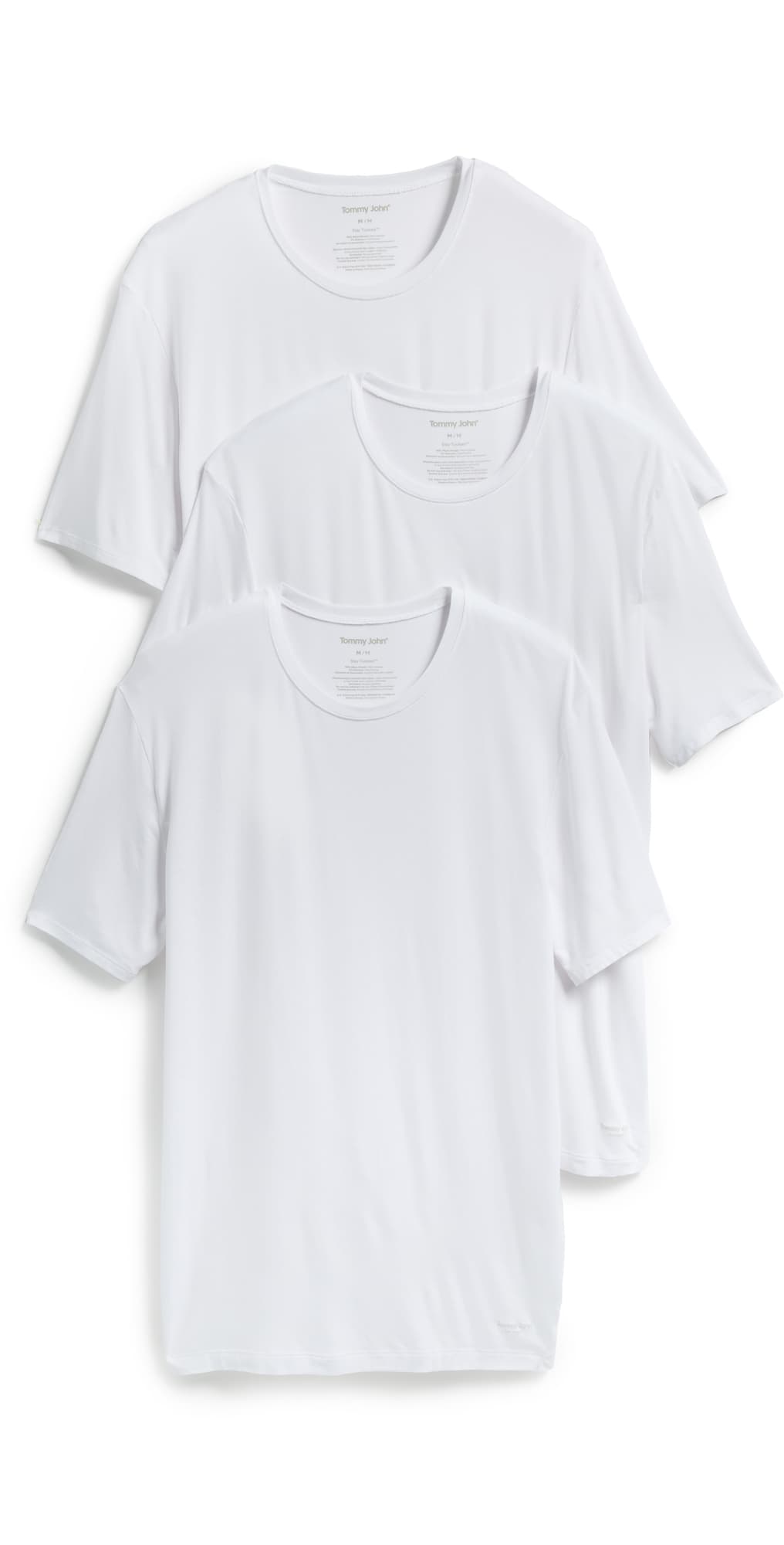 Tommy John Crew Neck Stay-Tucked Undershirt 3-Pack White