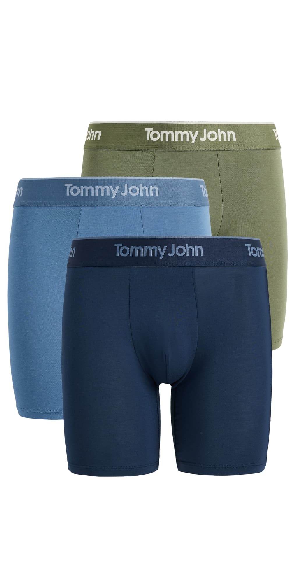 Tommy John Second Skin 6 Boxer Briefs 3 Pack Fourleafclover/Dressblues/Blue