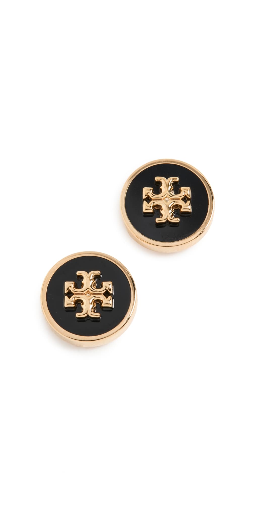 Tory Burch Icon Enamel Stud Earrings Tory Gold/Black · One Size