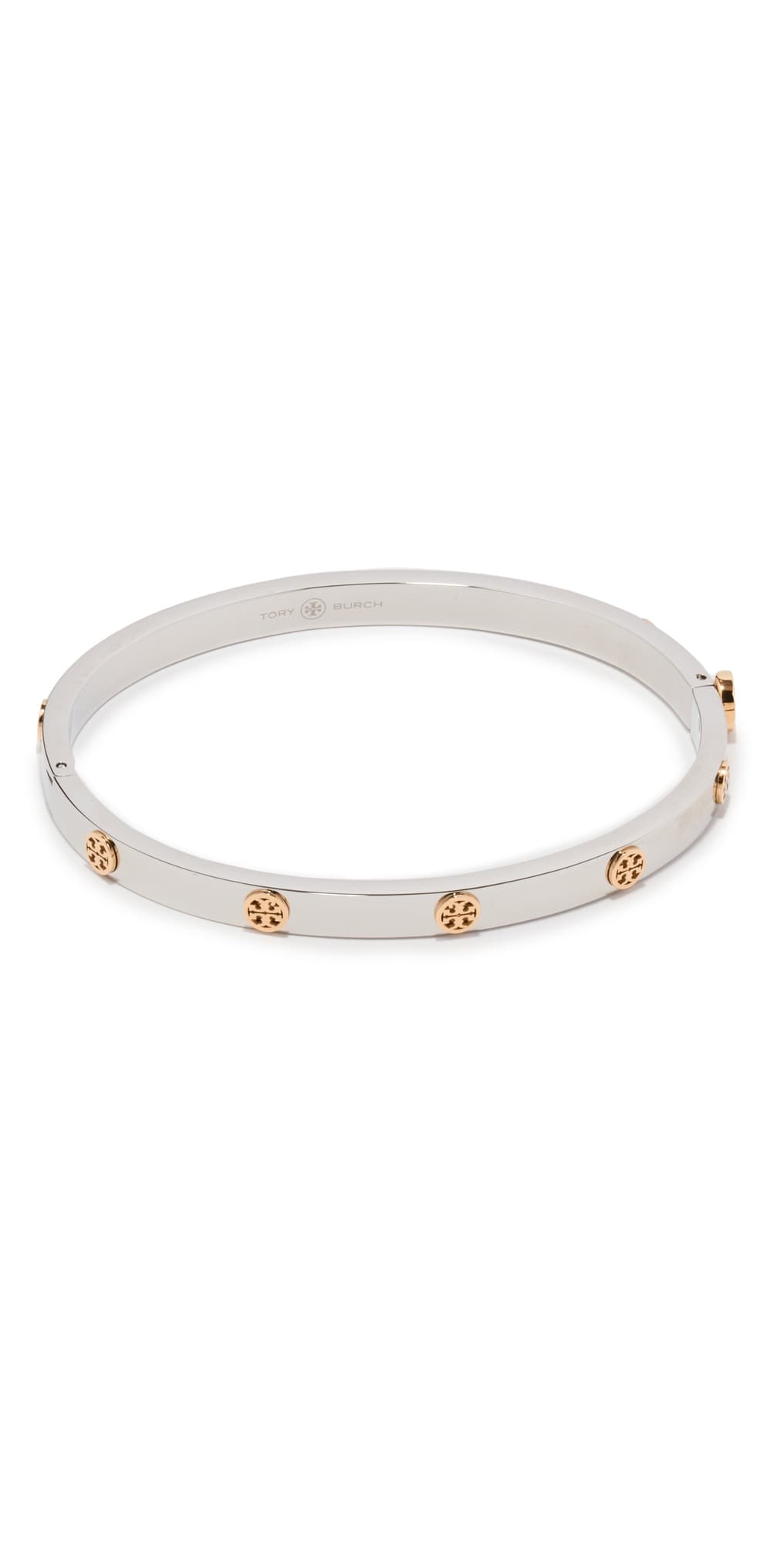 Tory Burch Thin Icon Hinge Bracelet Tory Silver/Tory Gold · One Size
