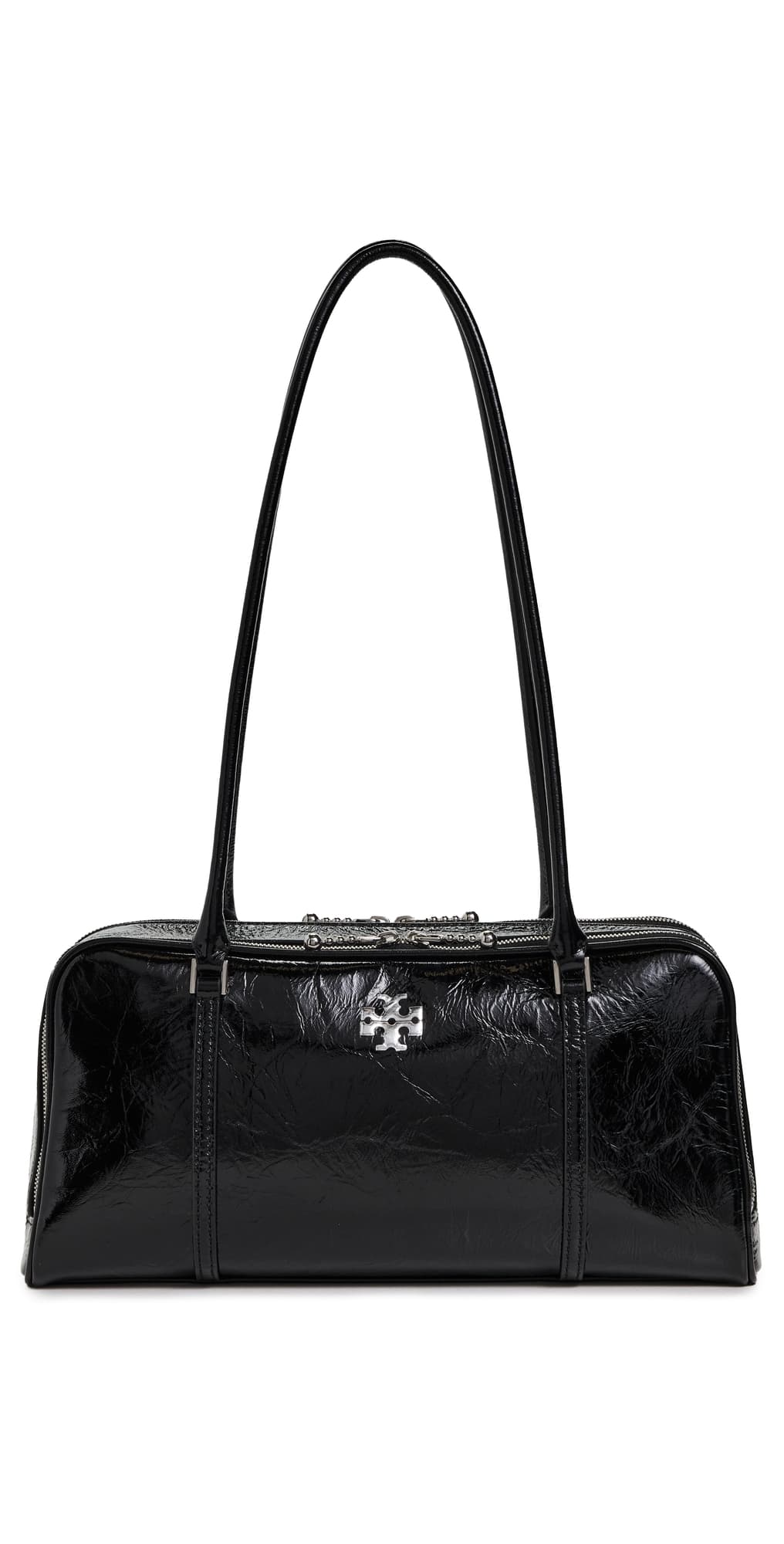 Tory Burch Crinkle Leather Small Marshmallow Satchel Black · One Size