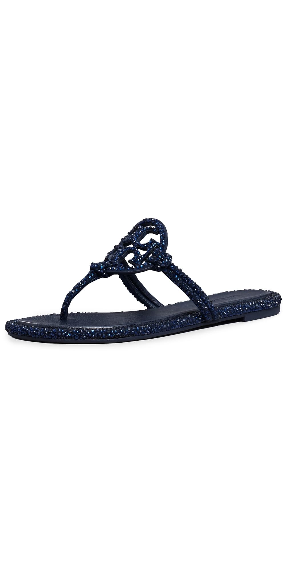 Tory Burch Miller Knotted Crystal Sandals New Navy