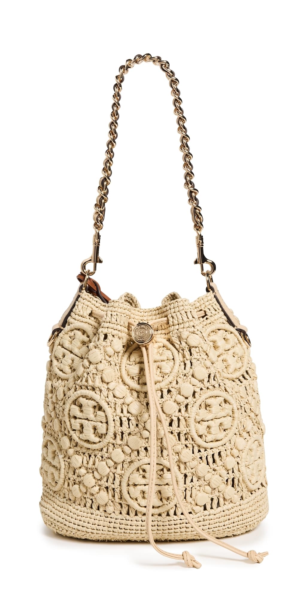 Tory Burch T Monogram Raffia Bucket Bag Natural · One Size