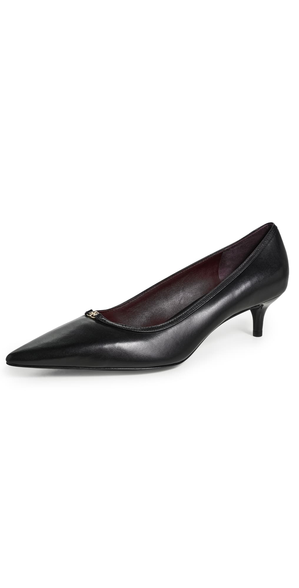 Tory Burch Double T Buckle Kitten Heel Pumps 45mm Perfect Black / Perfect Black