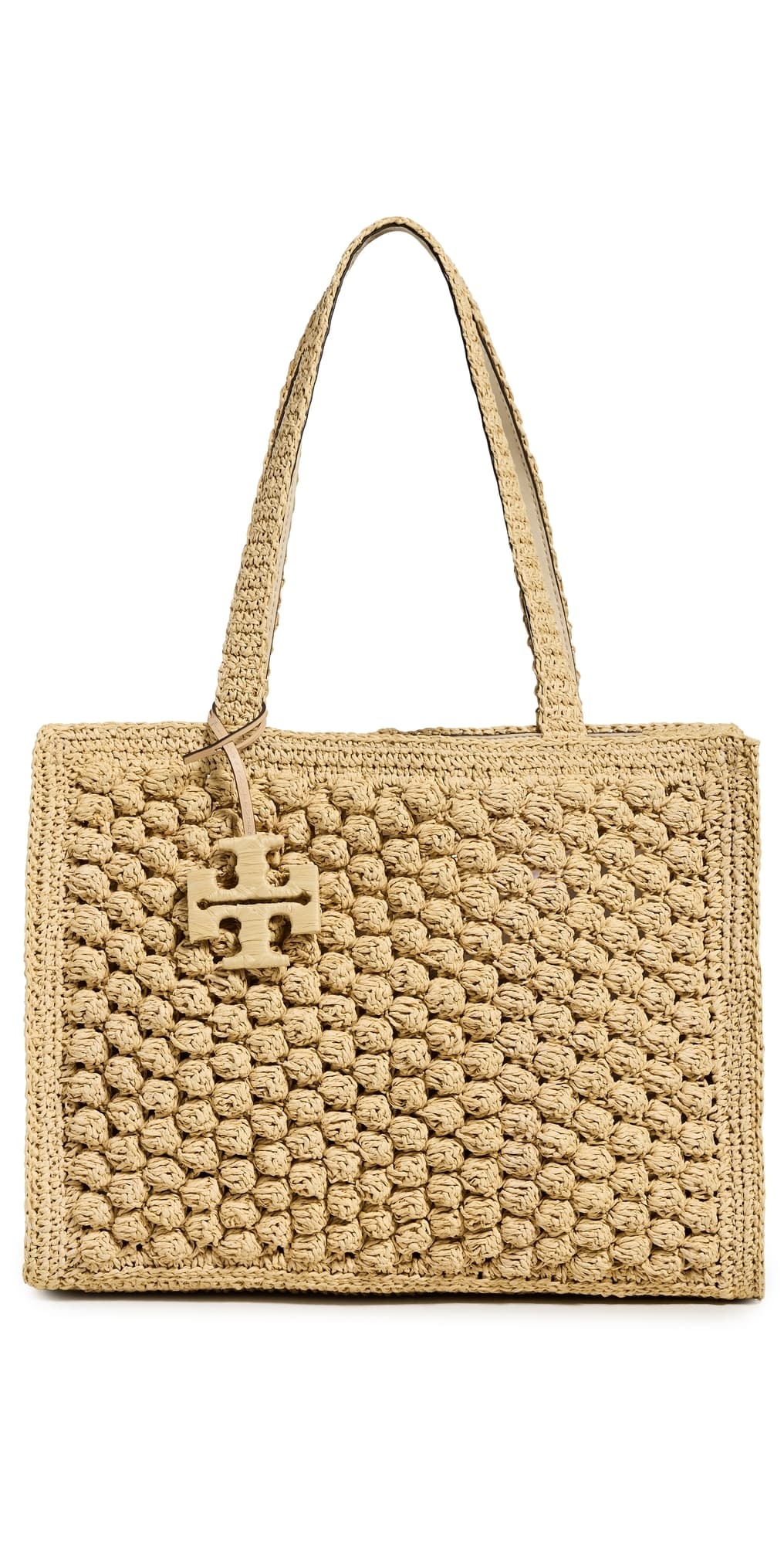 Tory Burch Ella Hand Crochet Popcorn Stitch Small Tote Bag Natural · One Size