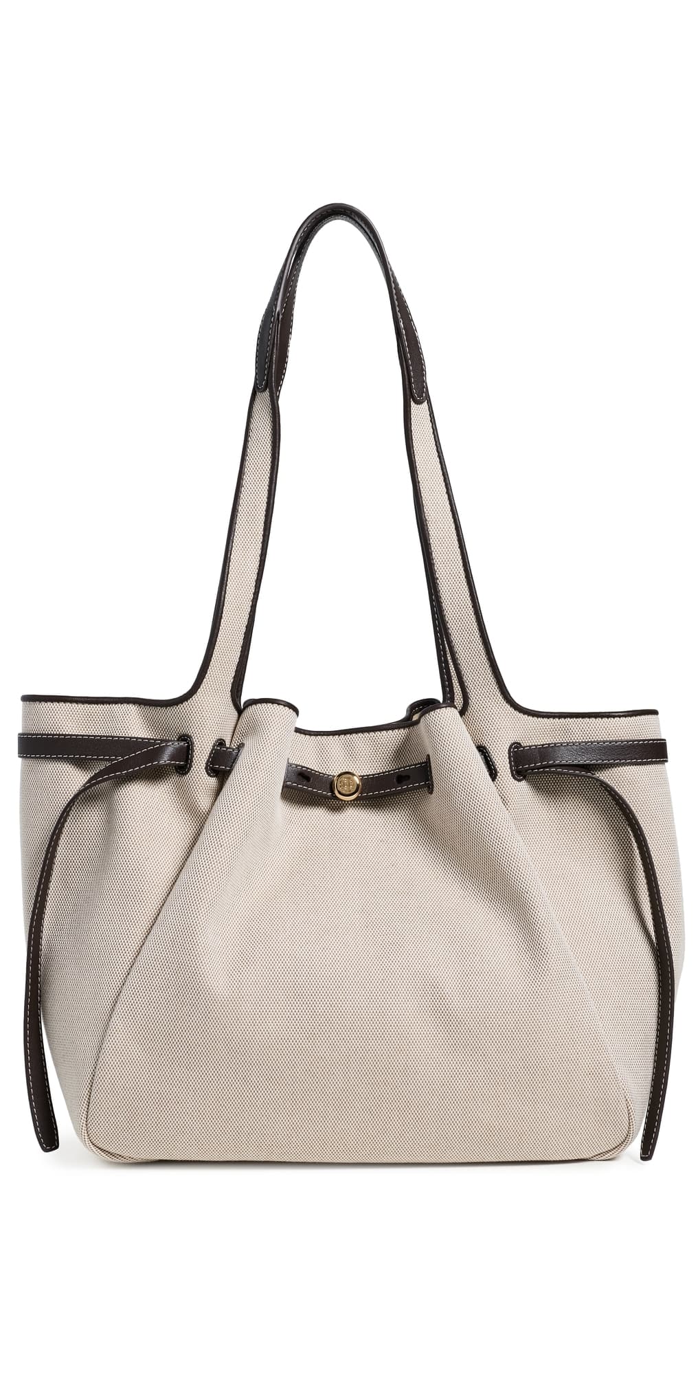 Tory Burch Romy Canvas Tote Dusty Almond/Bianco White