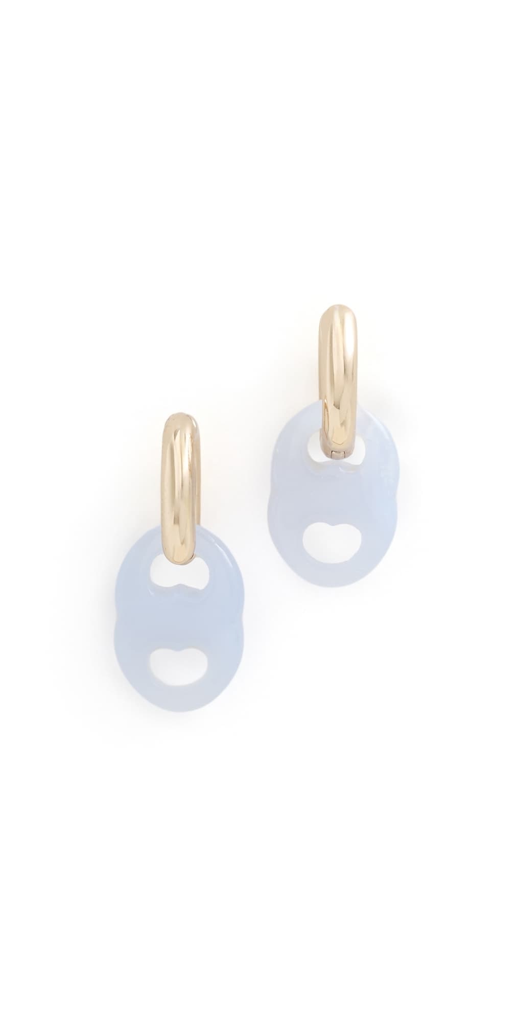 Tory Burch Gemini Link Small Hoop Earrings Light Brass/Light Blue · One Size