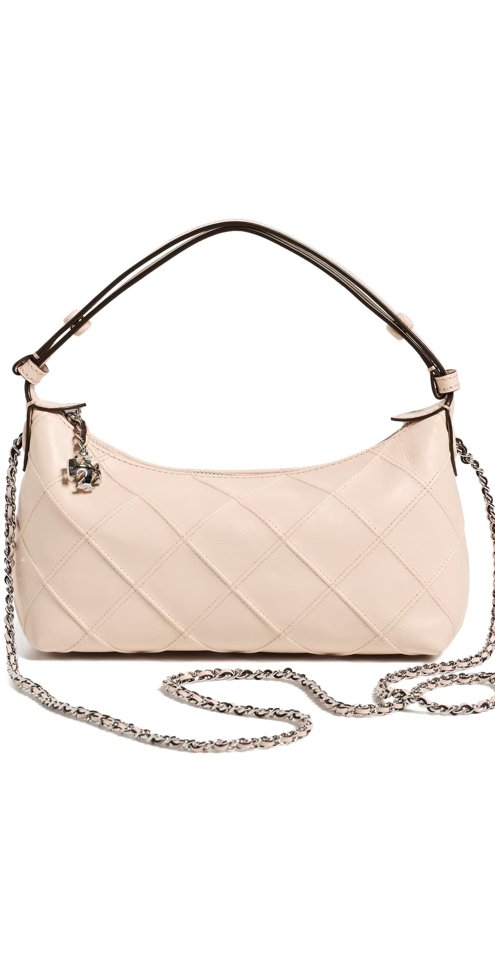 Tory Burch Fleming Distressed Pouchette Shoulder Bag Soft Pink · One Size