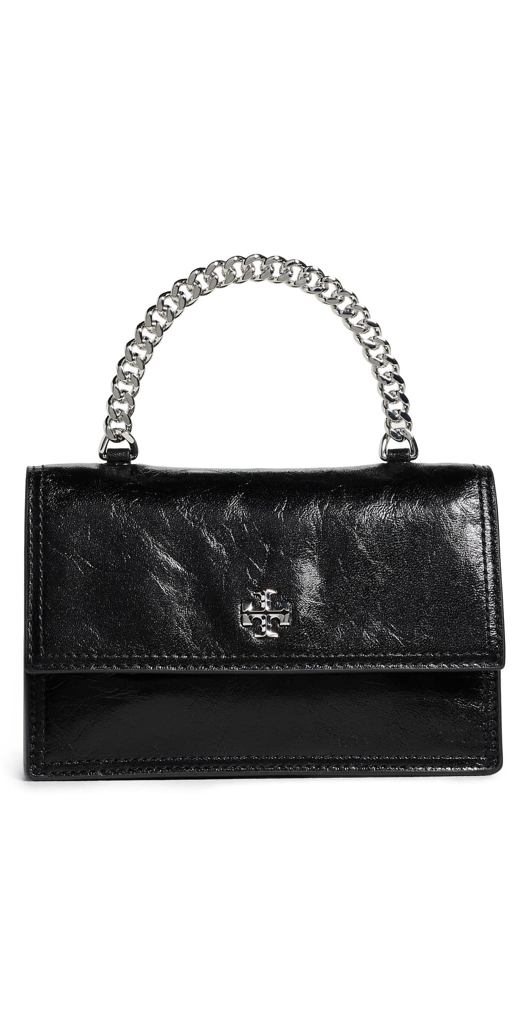 Tory Burch Kira Deconstructed Mini Top Handle Chain Wallet Black