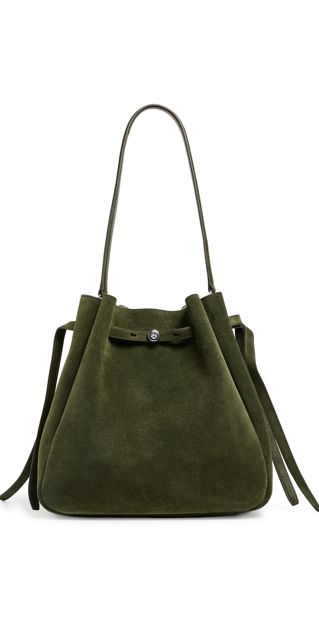Tory Burch Romy Suede Large Bucket Bag Leccio · One Size