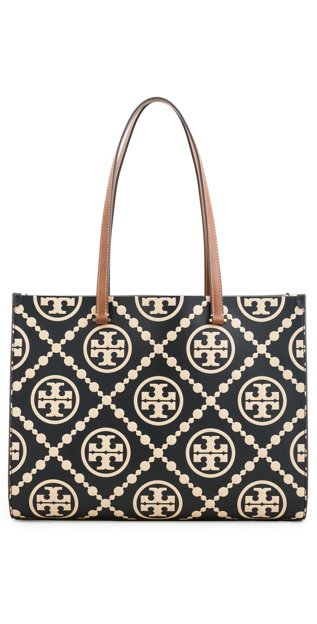 Tory Burch T Monogram Contrast Embossed Tote Black/White