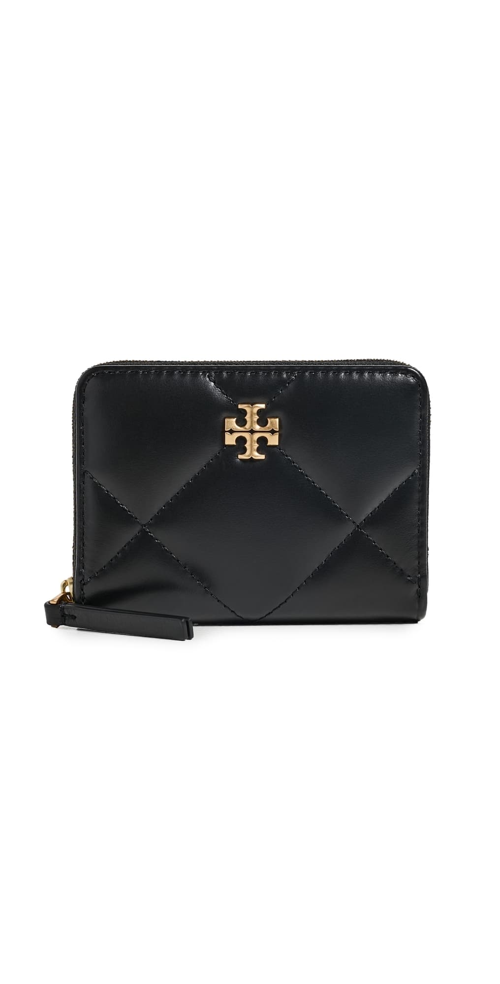 Tory Burch Kira Diamond Quilt Small Zip Around Wallet Black