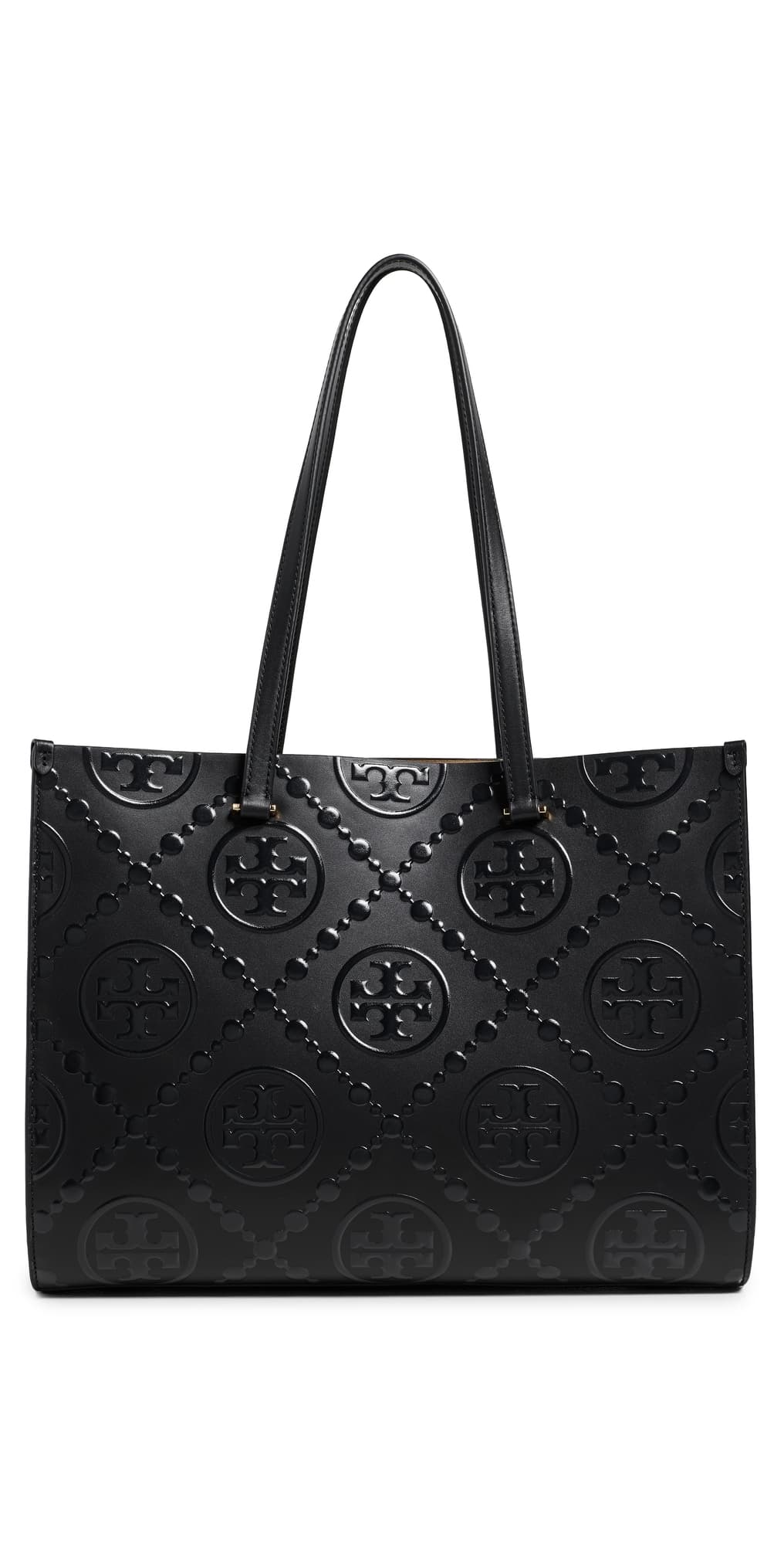 Tory Burch T Monogram Embossed Tote Bag Black