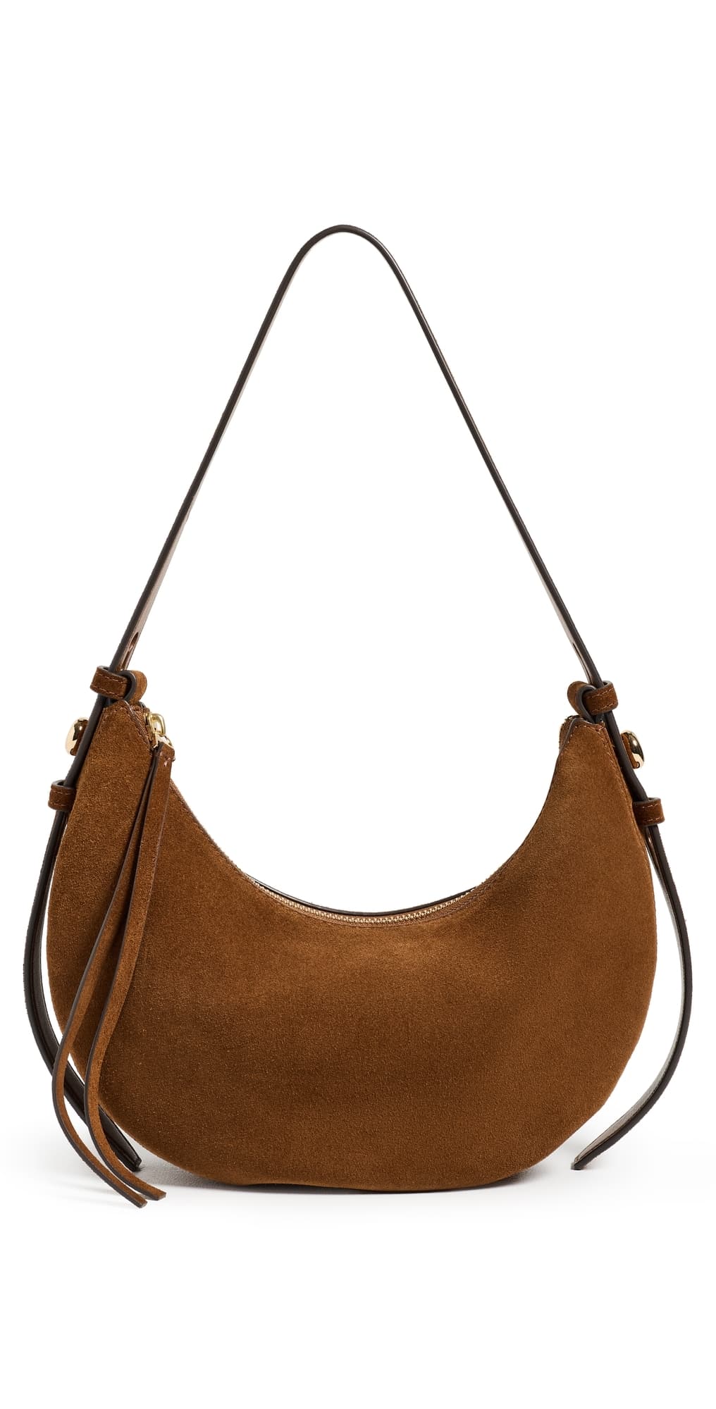 Tory Burch Romy Suede Half Moon Bag Caramel