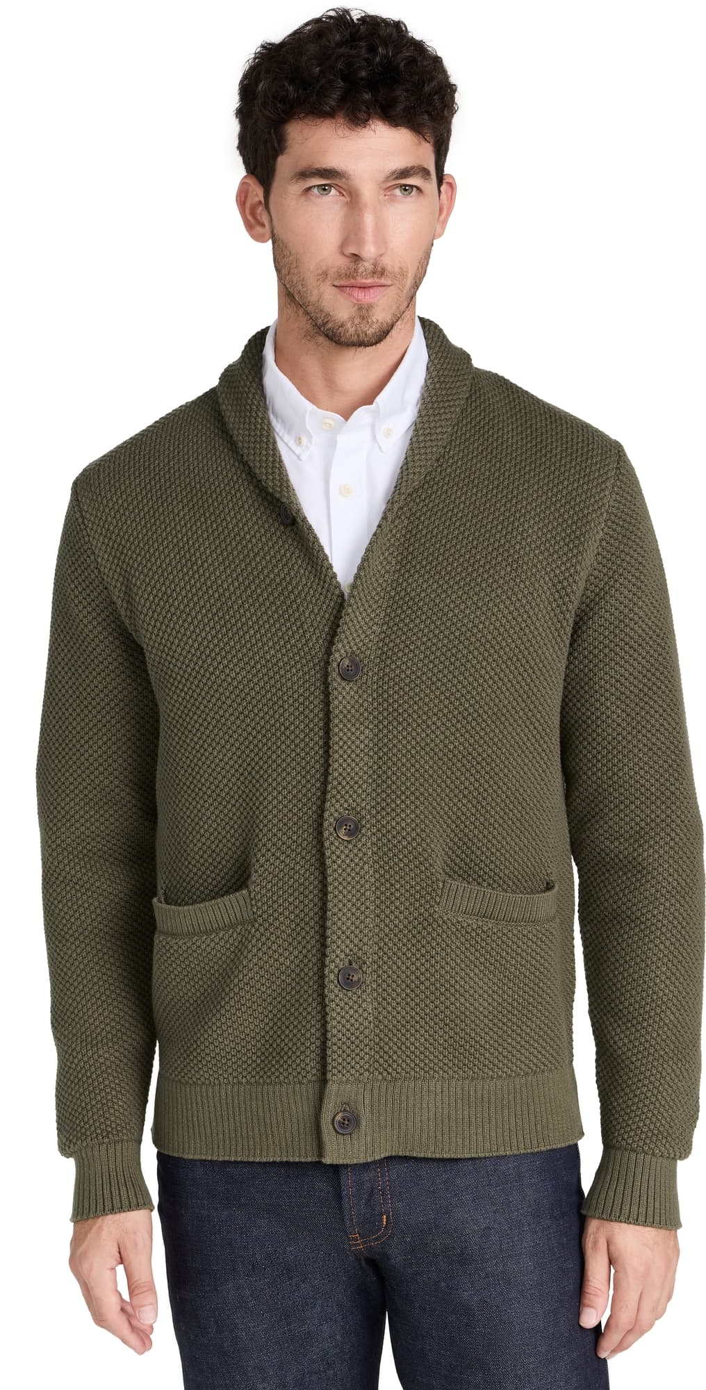 Taylor Stitch Crawford Cardigan Fatigue Olive
