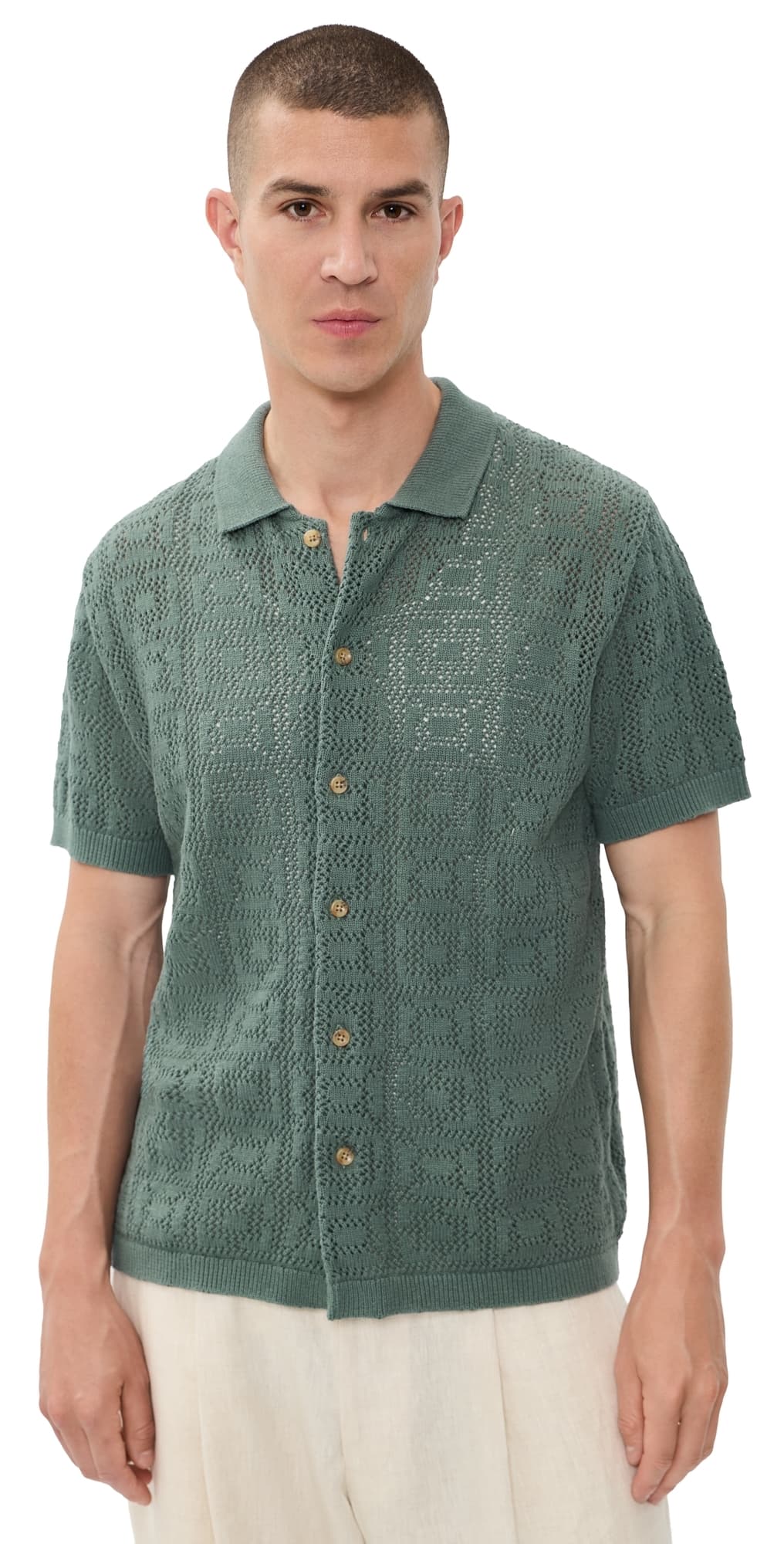 Taylor Stitch The Monterrey Sweater Polo Sea Green Crochet