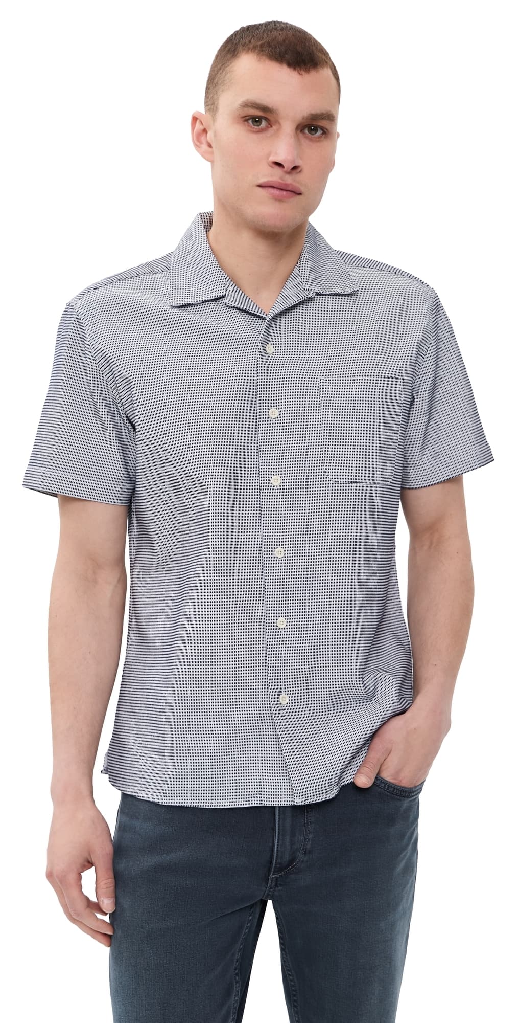 Taylor Stitch The Hawthorne Shirt Blue Pin Dot Dobby