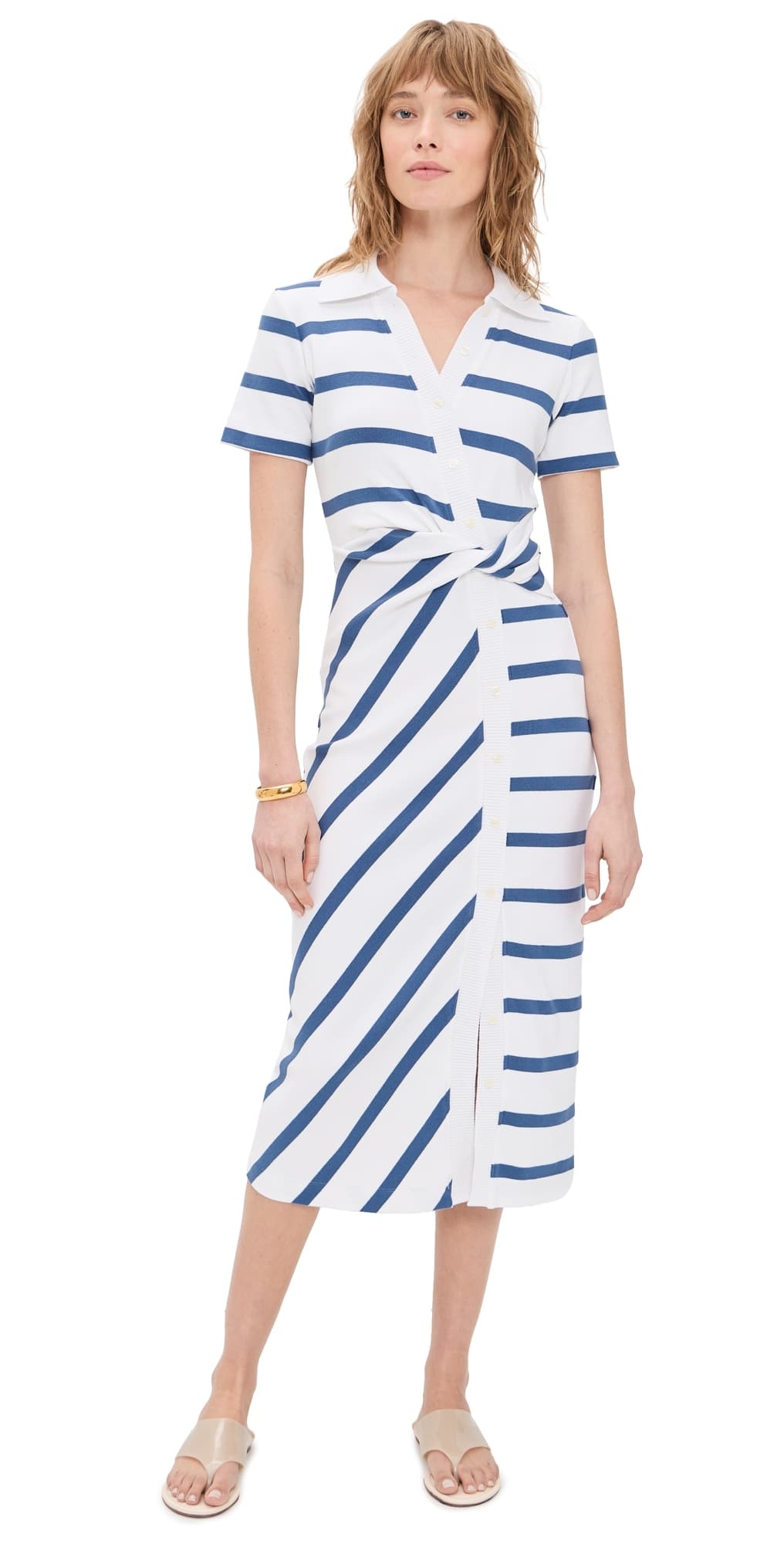 Tanya Taylor Ellicot Dress White/French Blue Wide Stripe