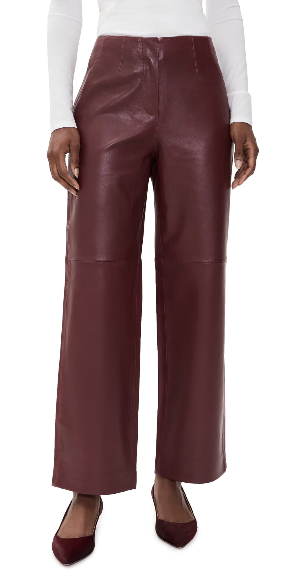 Tanya Taylor Weston Leather Pants Mahogany