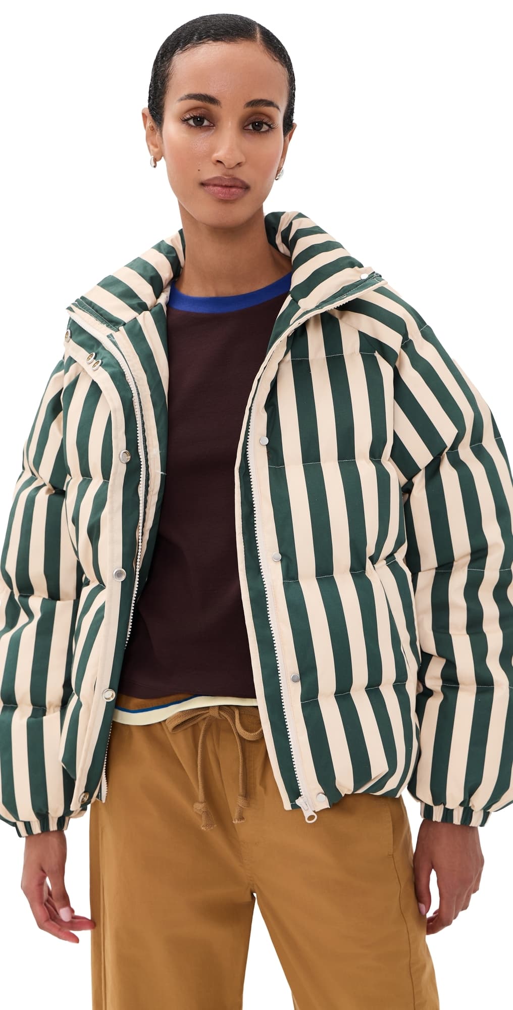 The Tiny Big Sister Striped Short Jacket Green Stripe
