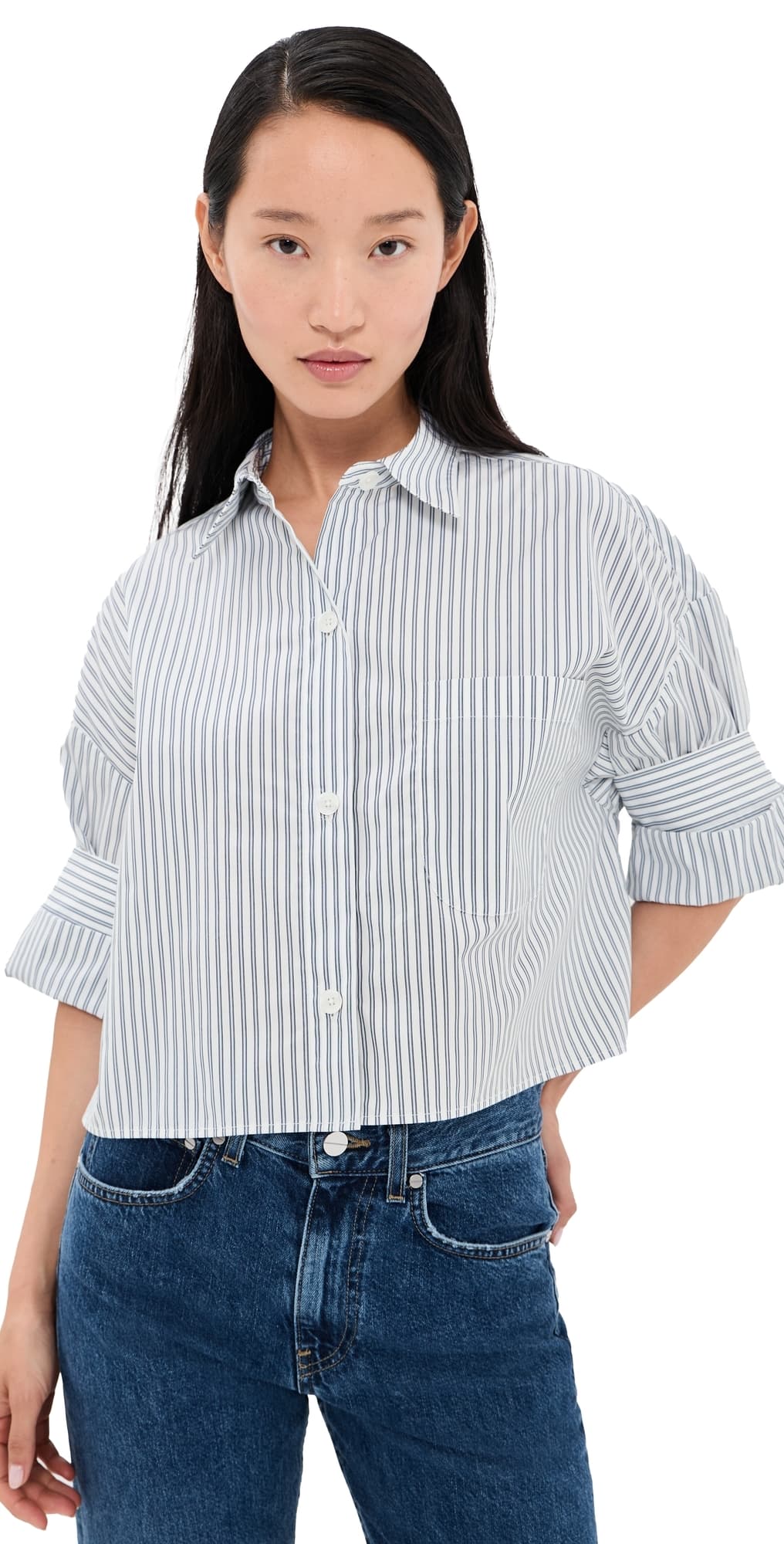 TWP Next Ex Button Down Shirt White/Navy