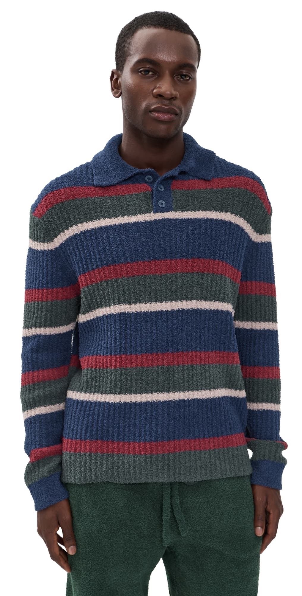 UGG Lendon Rugby Cozy Knit Polo Mariner Stripe