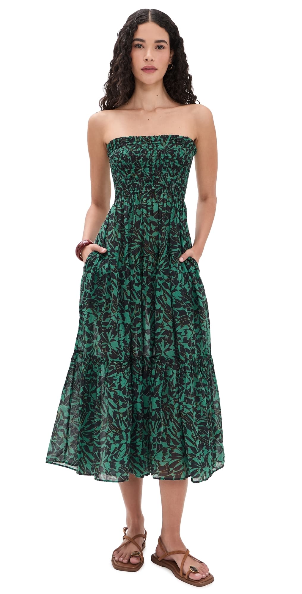 Ulla Johnson Lucca Smocked Coverup Dress Neptune