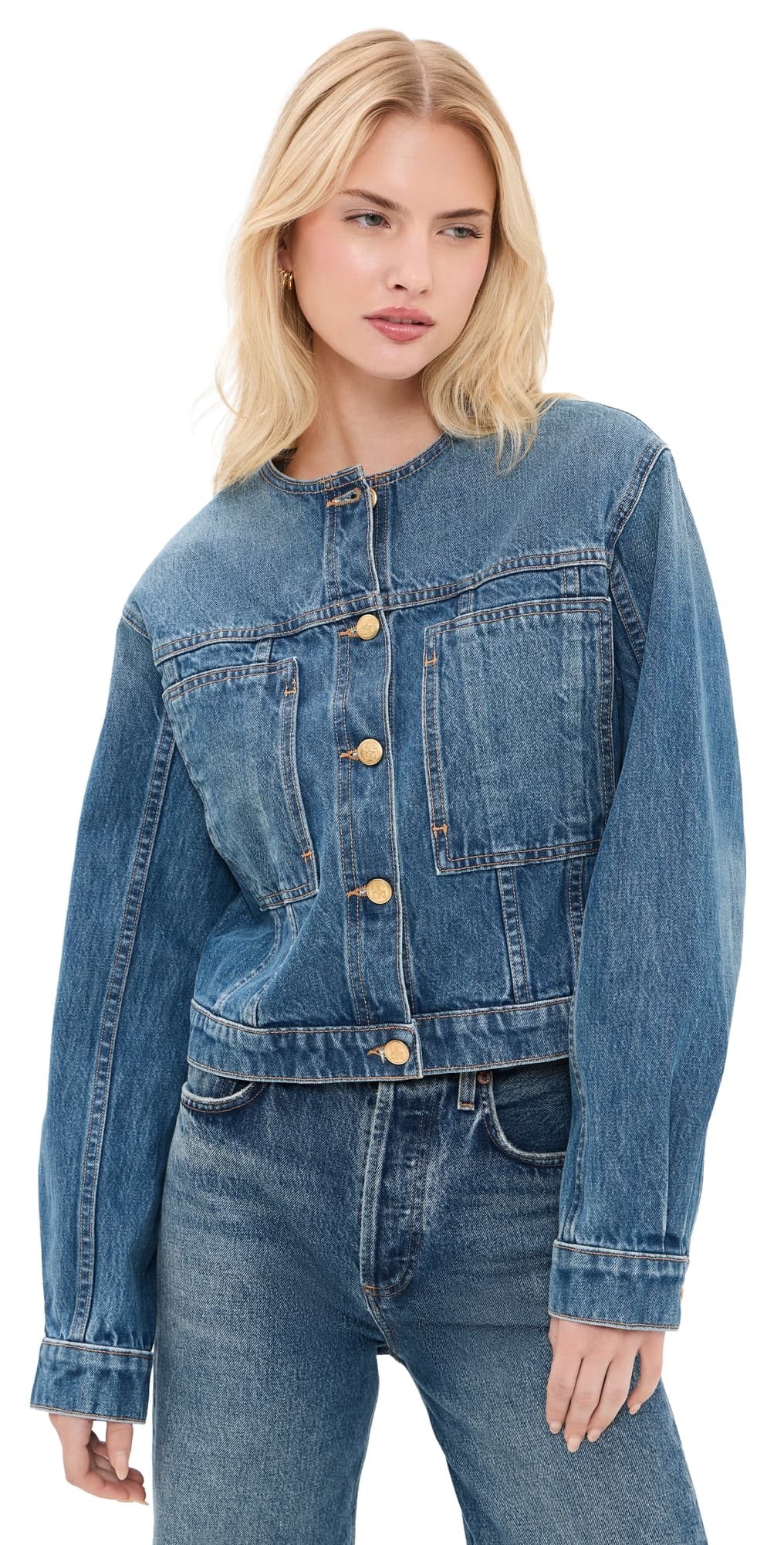 Ulla Johnson The Briar Collarless Denim Jacket Danube