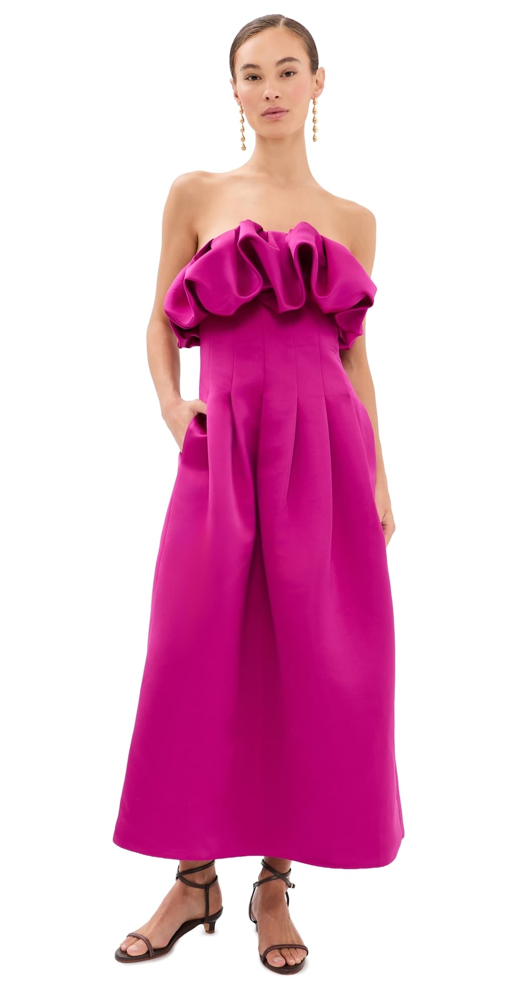 Ulla Johnson Cosima Strapless Satin Dress Orchid