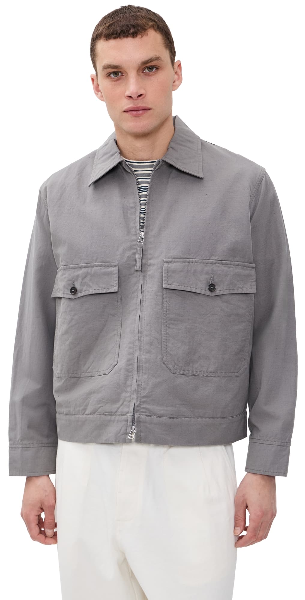 Universal Works Slub Linen Jacket Mid Grey