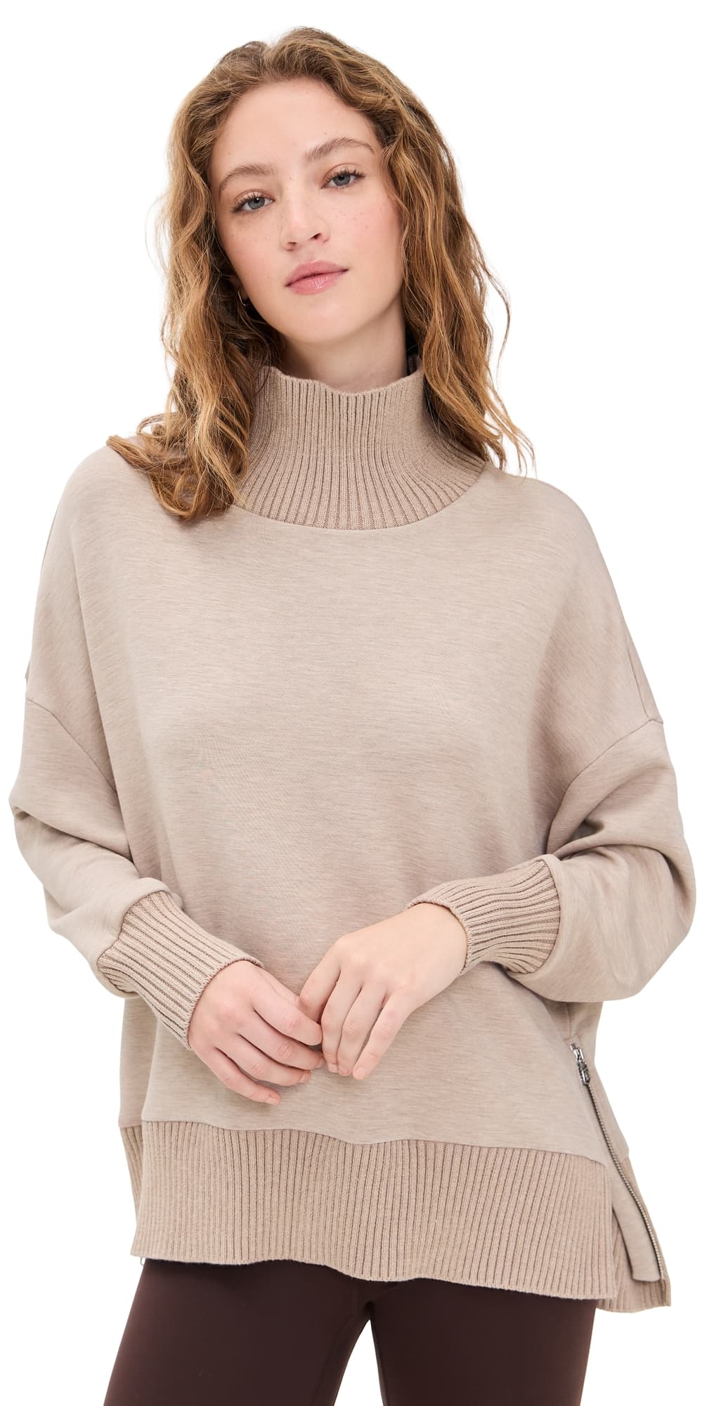 Varley Barker High Neck Sweatshirt Taupe Marl