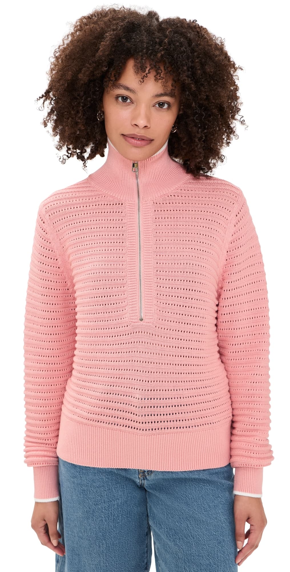 Varley Morwenna Half Zip Knit Pullover Mellow Rose