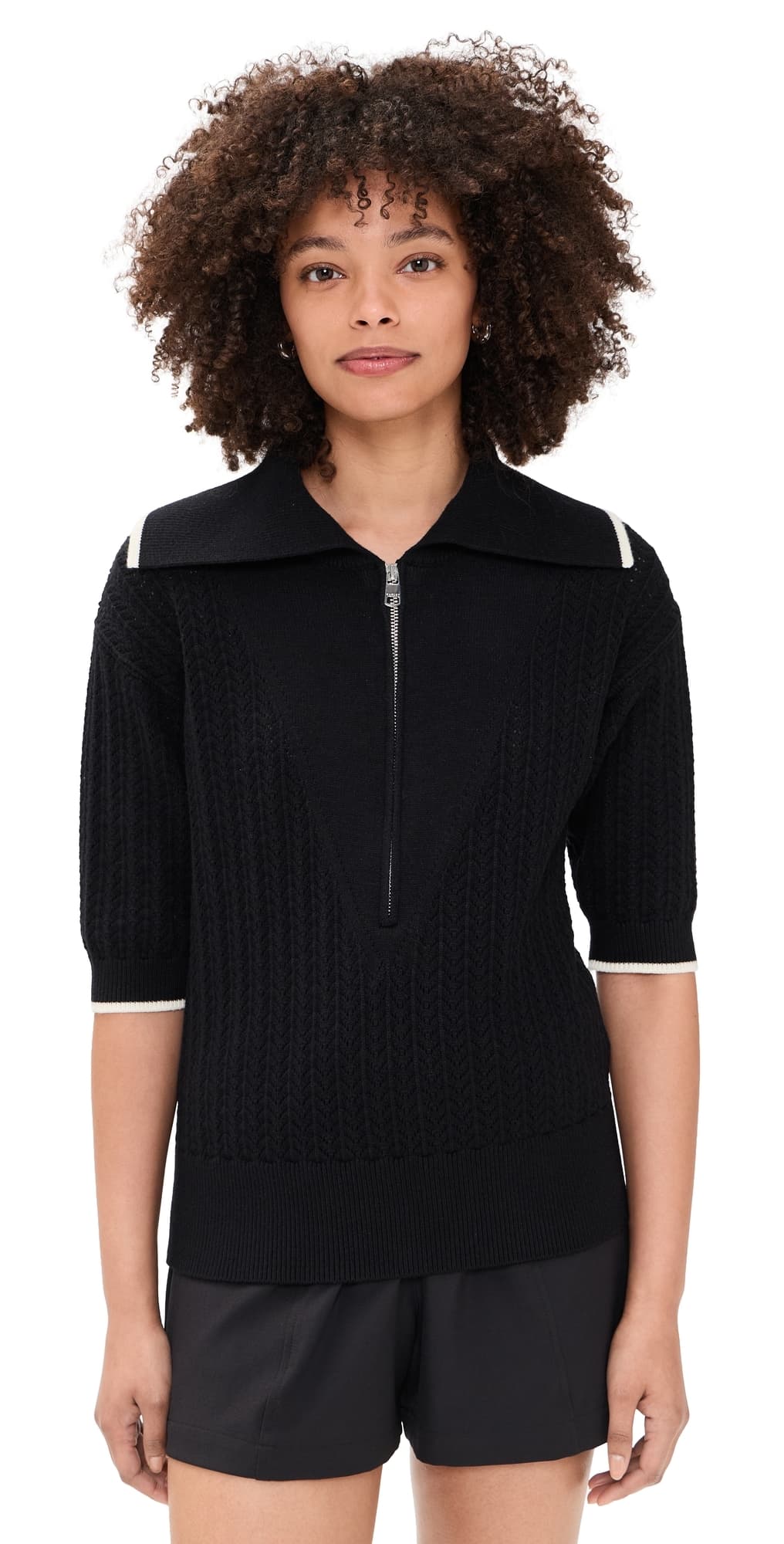 Varley Arney Half Zip Knit Polo Black