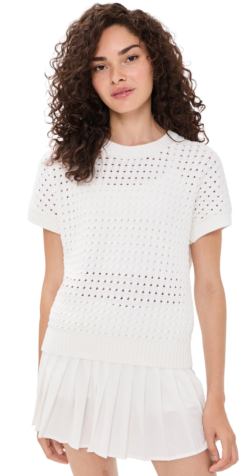 Varley Denny Knit Top Snow White