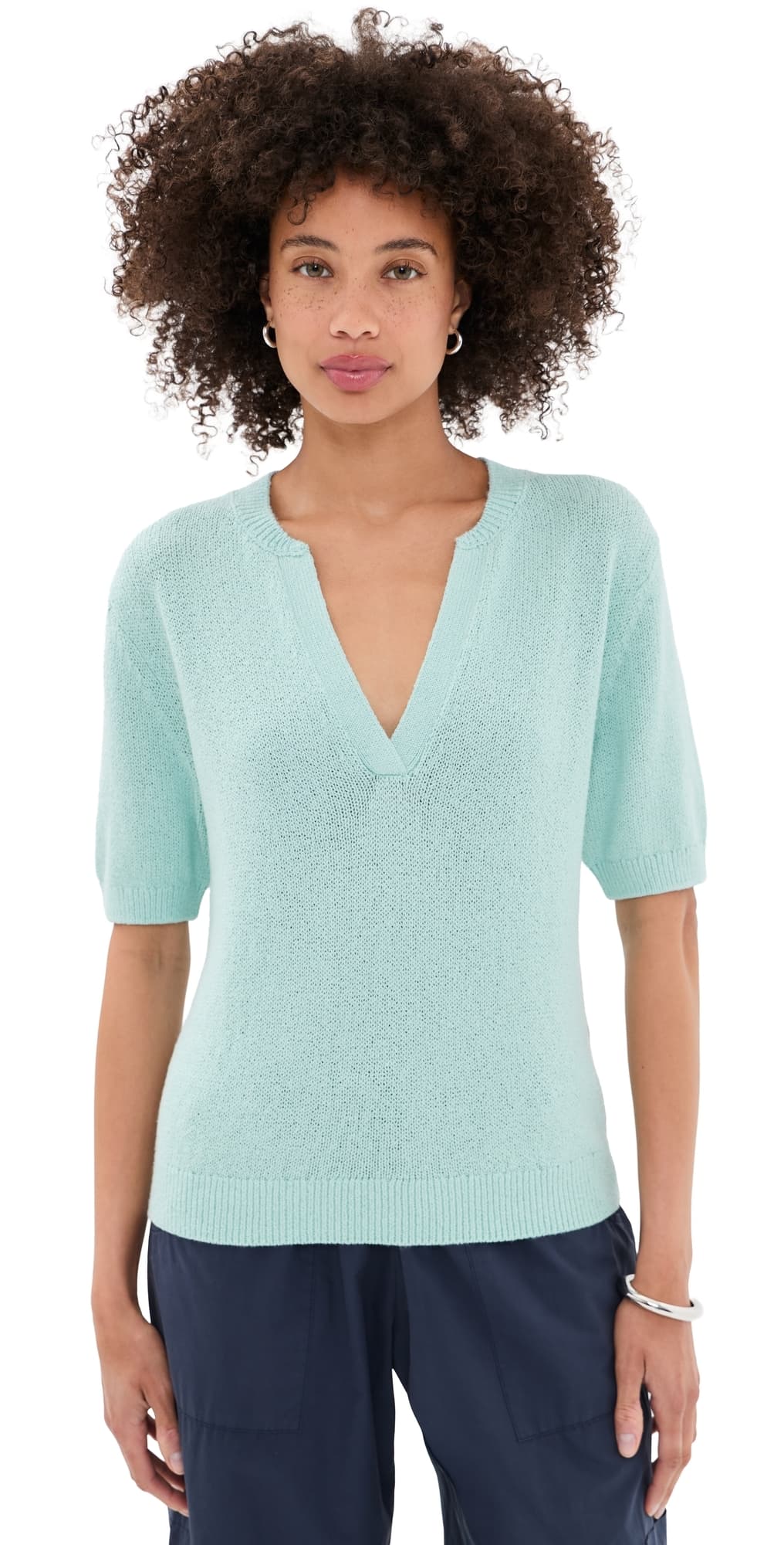 Varley Palmer Knit Top Chalk Blue