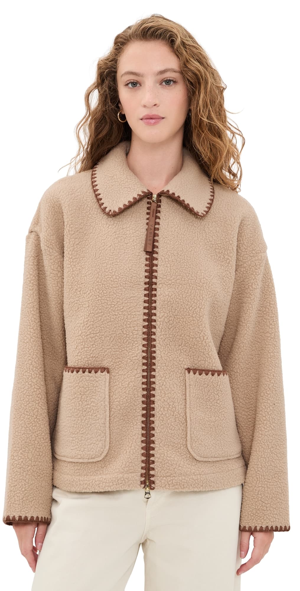 Varley Ruiko Zip Through Fleece Jacket Light Taupe
