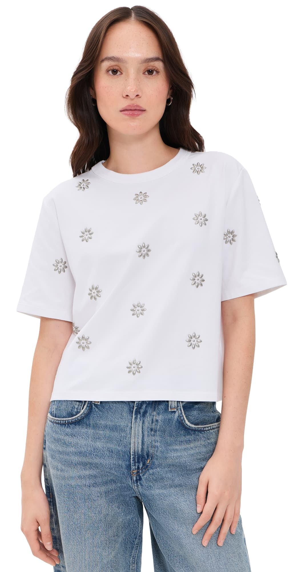 Veronica Beard Jean Embellished Sebastian Tee White