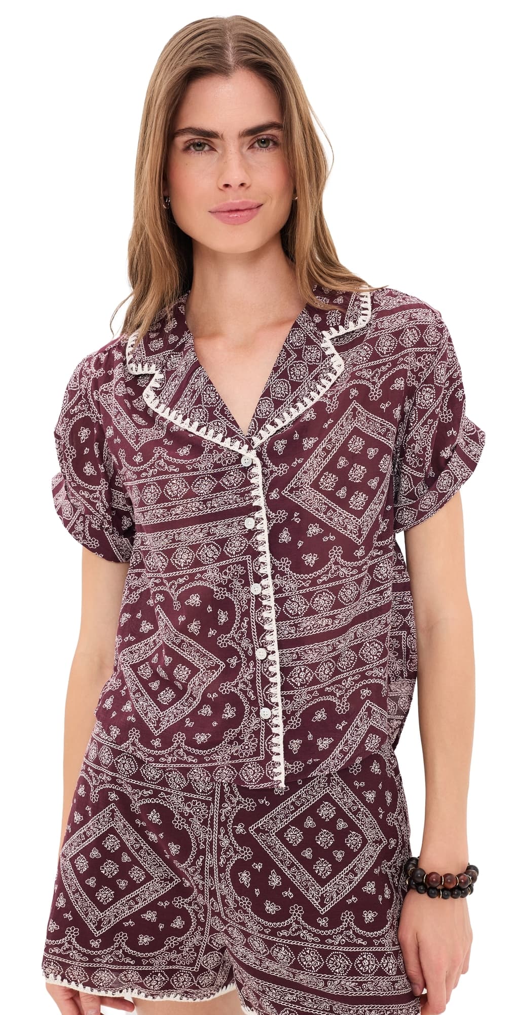 Veronica Beard Jean Ilene Button Down Shirt Raisin/Dove