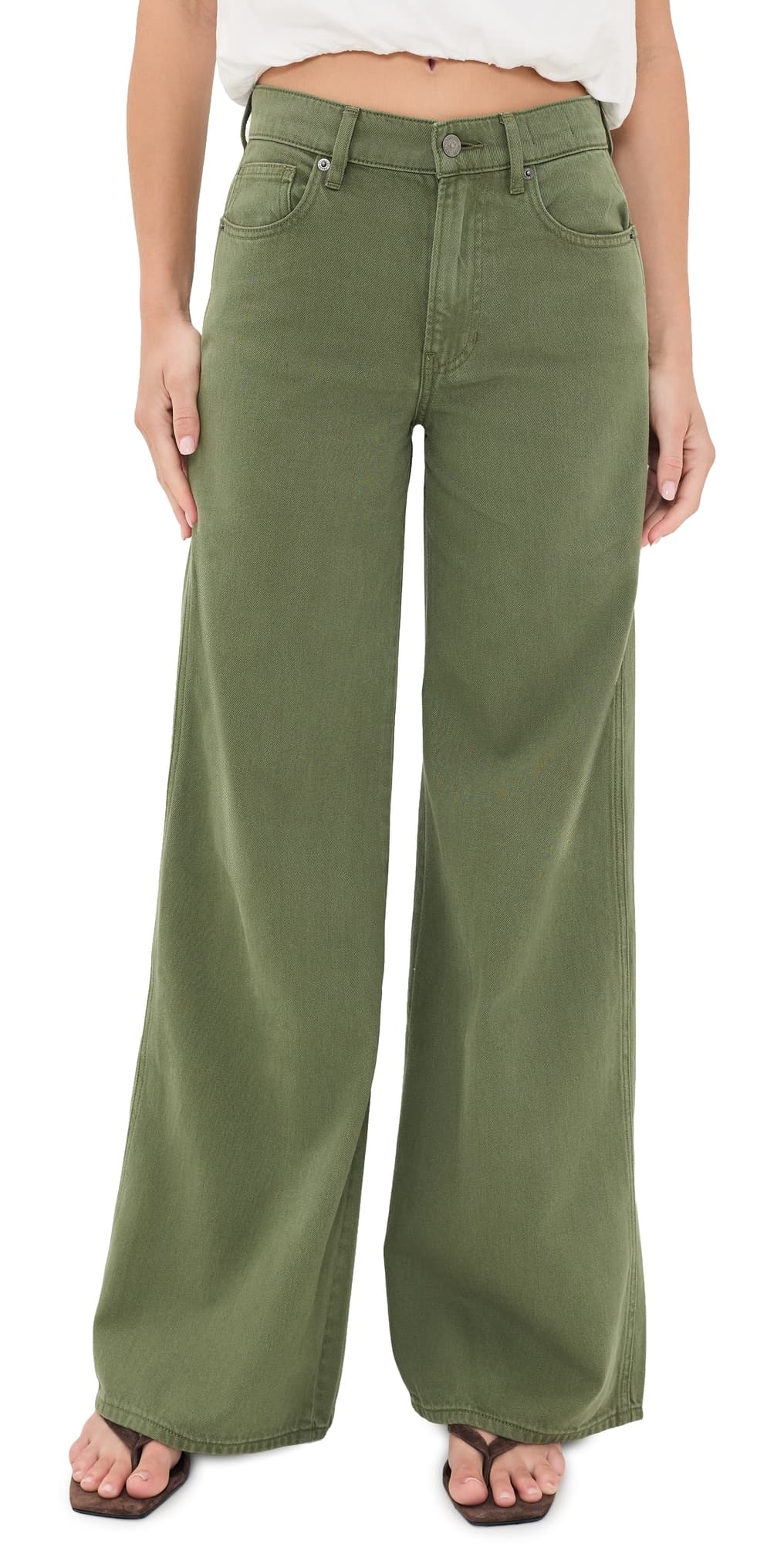Veronica Beard Jean Kasey Wide Leg Jeans Stone Army