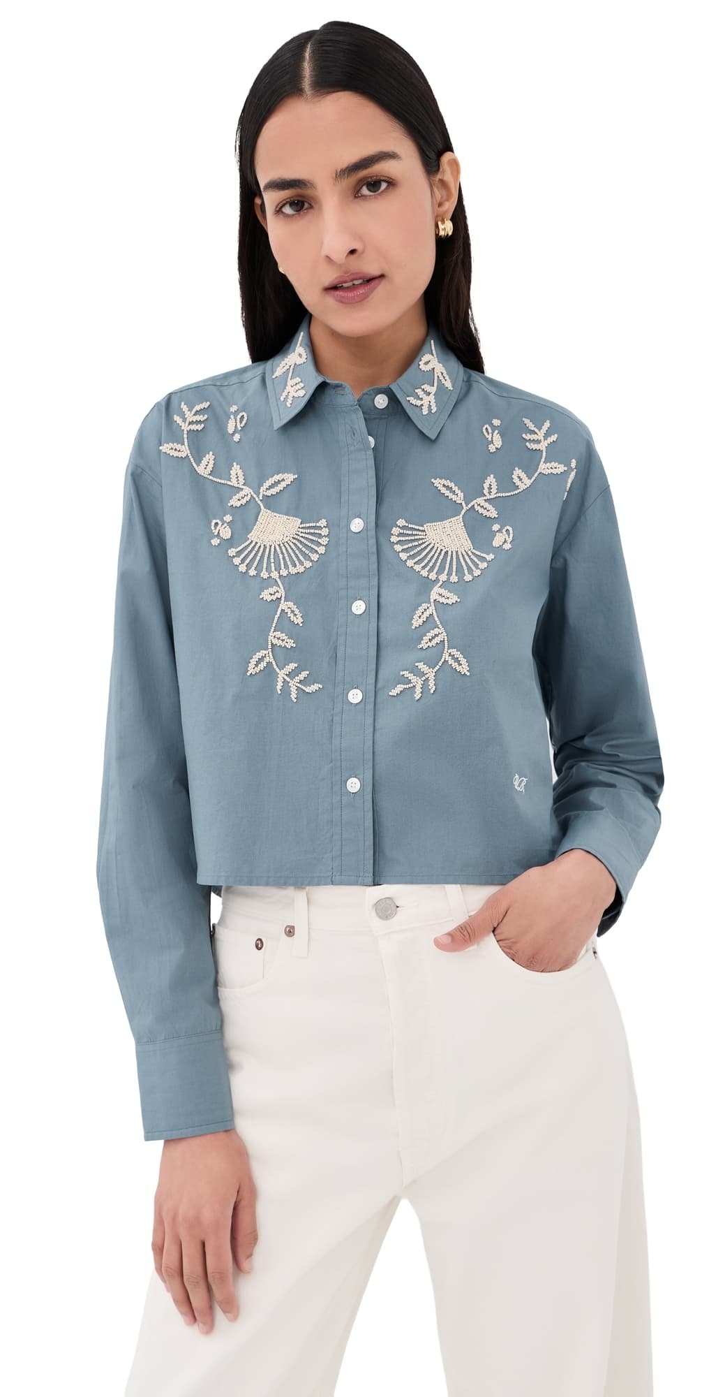 Veronica Beard Aderes Shirt Blue Steel
