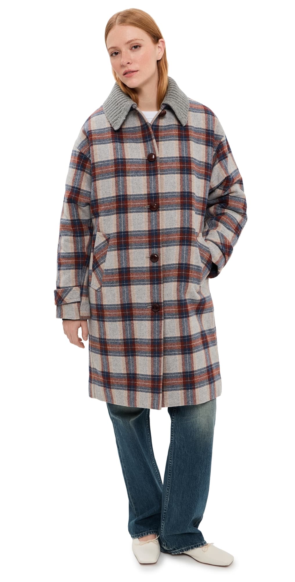 Veronica Beard Laurent Dickey Collared Coat Heather Grey Multi