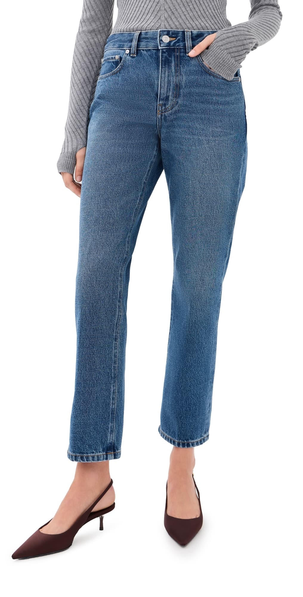 Victoria Beckham Flare Jeans Mid Blue Wash