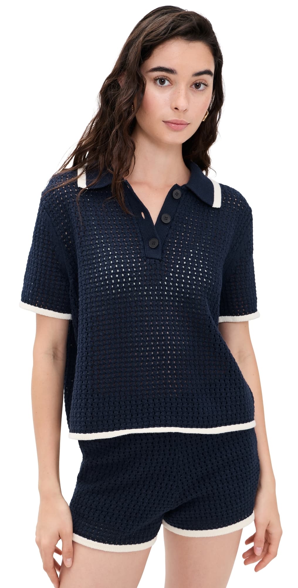 Velvet Lumae Polo Top Navy