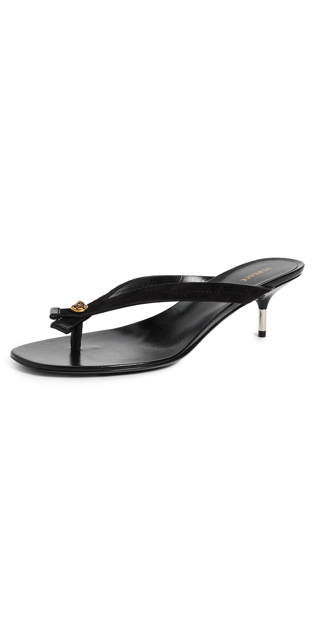 Versace Calf Leather Sandals Black/Gold