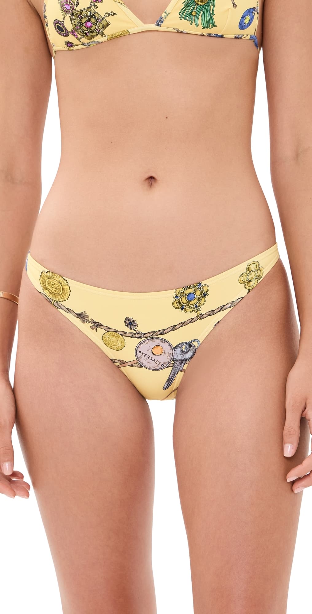 Versace Broken Jewels Printed Bikini Bottoms Burro/Azur/Gold