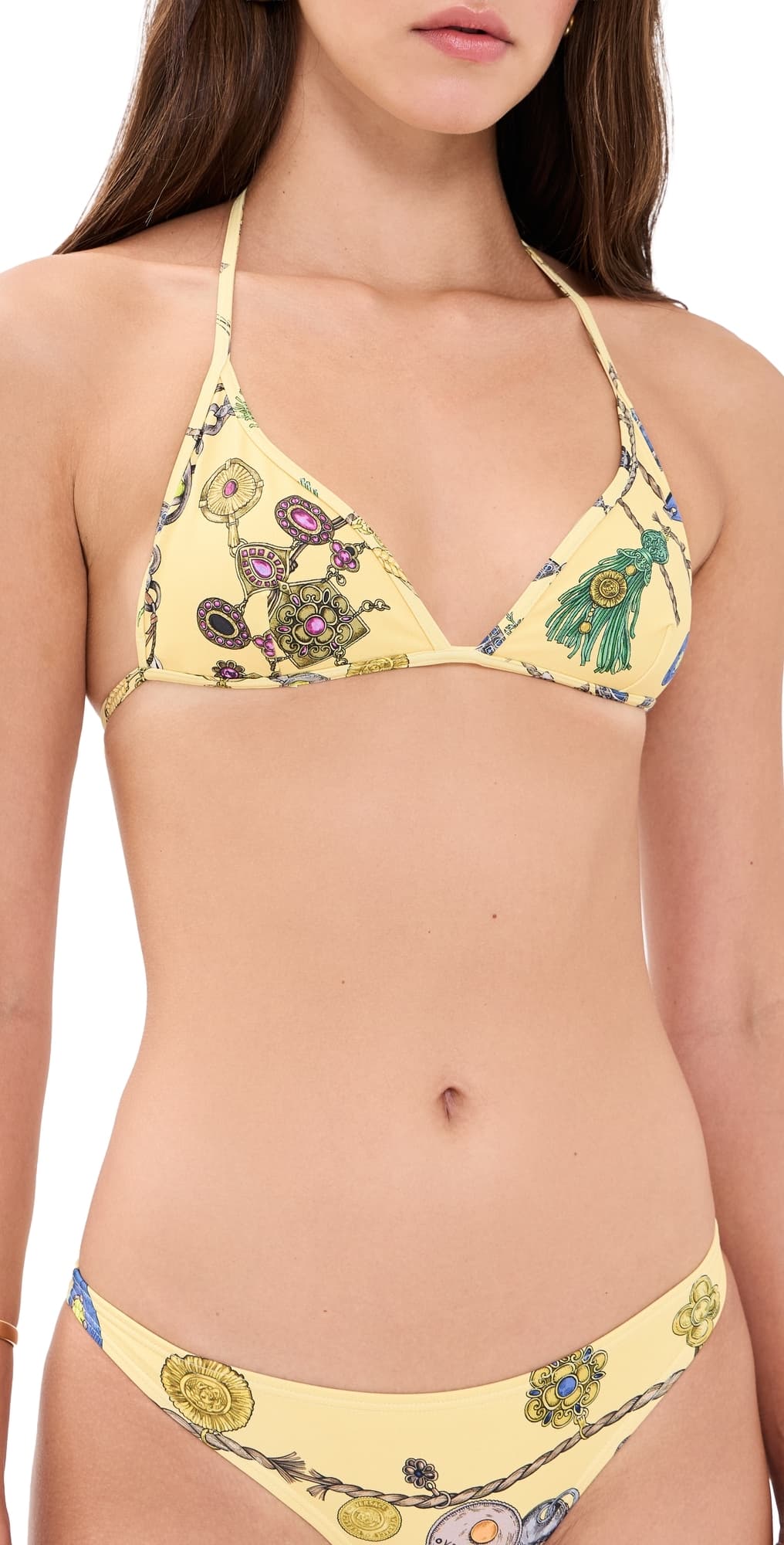 Versace Broken Jewels Printed Bikini Top Burro/Azur/Gold