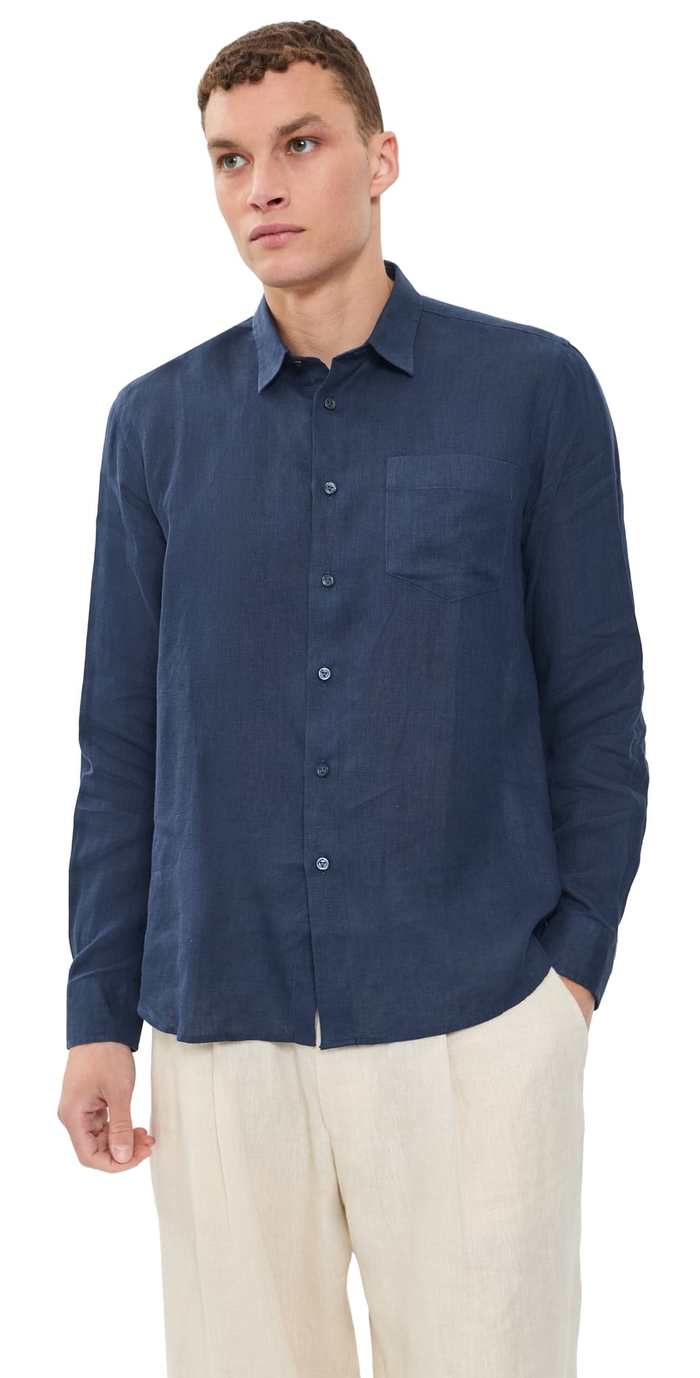 Vilebrequin Caroubis Linen Shirt Bleu Marine